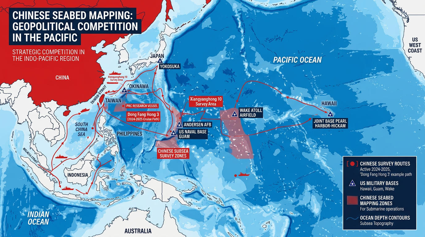 Čína mapuje oceánske dno pre podmorskú vojnu mapa Taiwan Guam Malacký prieliv 